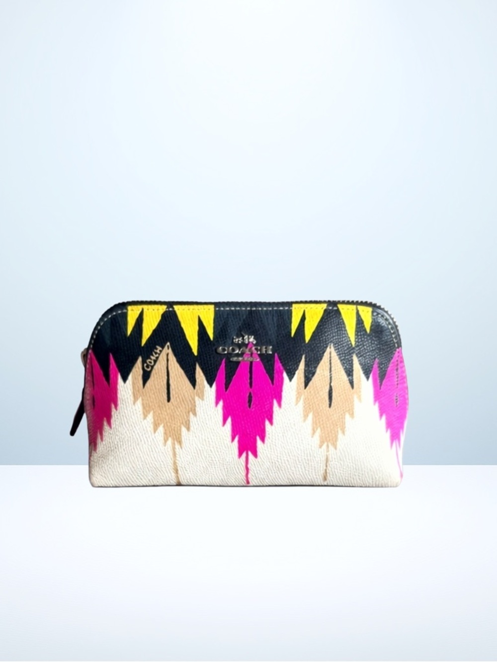 COACH Coachella Zip Pouch, Pink Yellow Black Cream